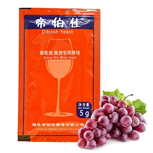 Grape Wine Yeast Powder Active Dry Blueberry Yeast Liquor PowderHome Brewing Saccharomyces Cerevisiae Wine Yeast 5g for 25 KG Grape Alcohol Maker