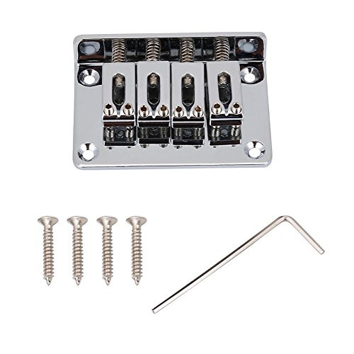 Hardtail Bridge 4-string Fixed Bridge Replacement Parts for Cigarbox Electric Guitars Ukulele -Silver-