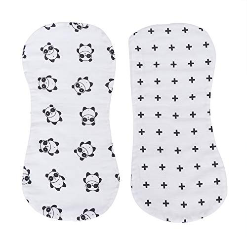 Healifty Baby Burp Cloths Burping Towels Bib 2pcs -Panda and Plus Sign-
