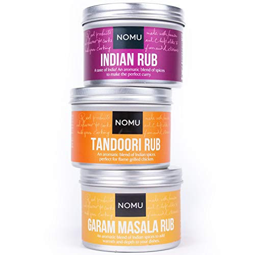 NOMU Rub Curry Trio Set - Indian Tandoori and Garam Masala Seasonings -3-pack- - Premium Blends of Herbs and Spices - No MSG or Preservatives NOMU Rub Curry Trio Set - Indian Tandoori and Garam Masala Seasonings -3-pack- - Premium Blends of Herbs and Spices - No MSG or Preservatives