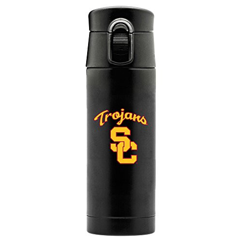 NCAA Usc Trojans 16oz Double Wall Stainless Steel Thermos, Matte Black NCAA Usc Trojans 16oz Double Wall Stainless Steel Thermos, Matte Black