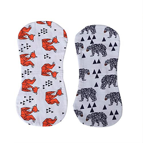 SUPVOX 2pcs Baby Burp Cloths Three Layers Soft Absorbent Burp Burping Towels Bib for Kids Baby L -Fox and Black Bear-