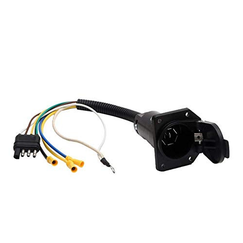 Estink 4 Way to 7 Way Trailer Wiring Adapter 4-Way Flat Truck to 7-Way Blade Trailer Wiring Harness Connector for Car Truck
