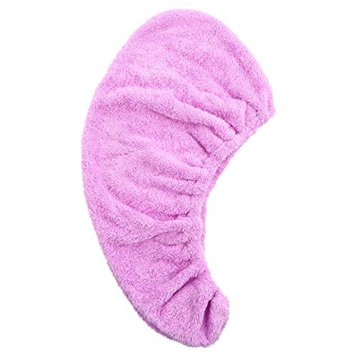 Lurrose Hair Drying Towel Cap with Buttons Elastic Absorbent Hair Towel Wrap Coral Fleece Quick Drying Bath Dryer Cap Bath Hair Drying Towel Violet