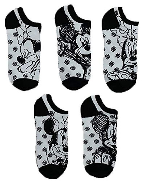 Disney womens Minnie Mouse 5 Pack No Show Casual Sock Black White Multi Fits Sock Size 9-11 Fits Shoe Size 4-10.5 US Disney womens Minnie Mouse 5 Pack No Show Casual Sock Black White Multi Fits Sock Size 9-11 Fits Shoe Size 4-10.5 US
