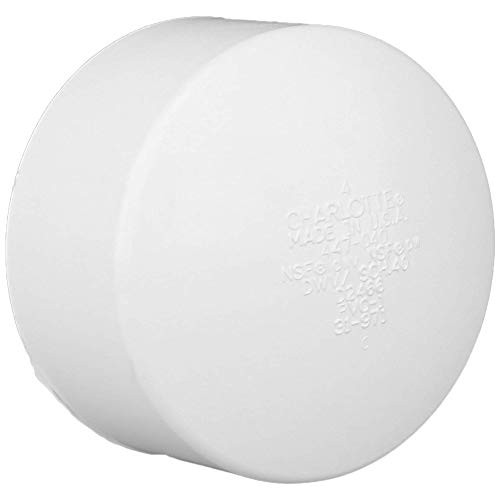 Charlotte Pipe 05980H 4 inch DWV Cap PVC DWV -Drain Waste and Vent- Schedule 40 -Single Unit- White