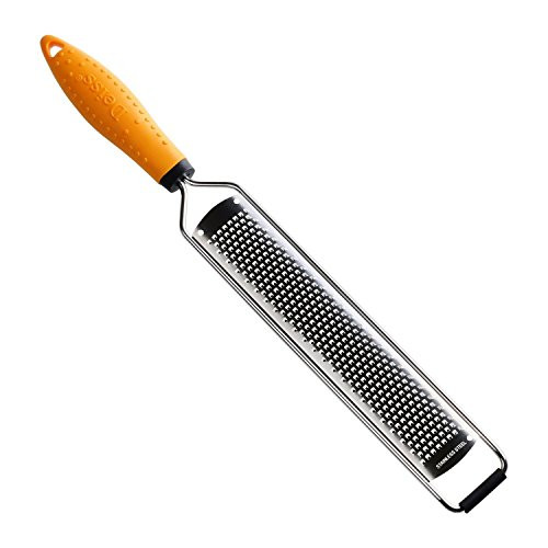 Deiss PRO Citrus Zester  and  Cheese Grater  Parmesan Cheese Lemon Ginger Garlic Nutmeg Chocolate Vegetables Fruits - Razor-Sharp Stainless Steel Blade Wide Orange
