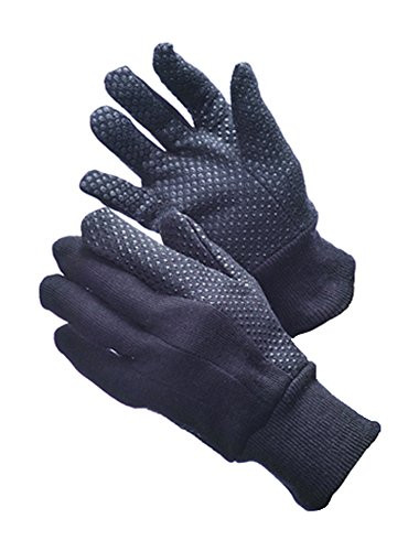 6 PAIRS 8 OZ BROWN JERSEY WORK GLOVES WITH PVC DOTS -Large -Man--