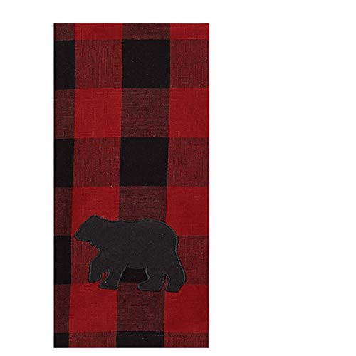 Park Designs Buffalo Check Bear Applique Decorative Dishtowel