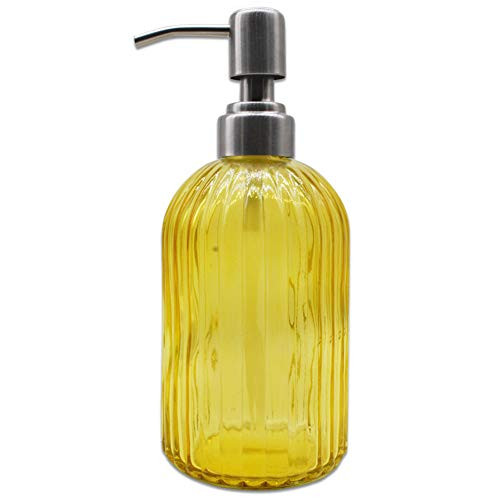 V-Shine Hand Soap Dispenser Refillable Liquid Soap Dispenserswith 304 Rust Proof Stainless Steel Pumps Premium Kitchen Soap Dispenser for Bathroom Kitchen Lotions-Yellow-