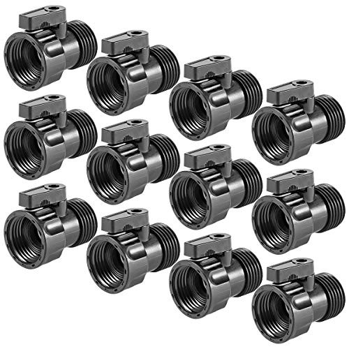 Cosweet 12 Pack 3/4 Plastic Garden Hose Shut Off Valve- Standard Water Shutoff Valve Shut-Off Ball Valve Thread Connector Coupling for Telescopic Water Pipe Water Gun Valve Control
