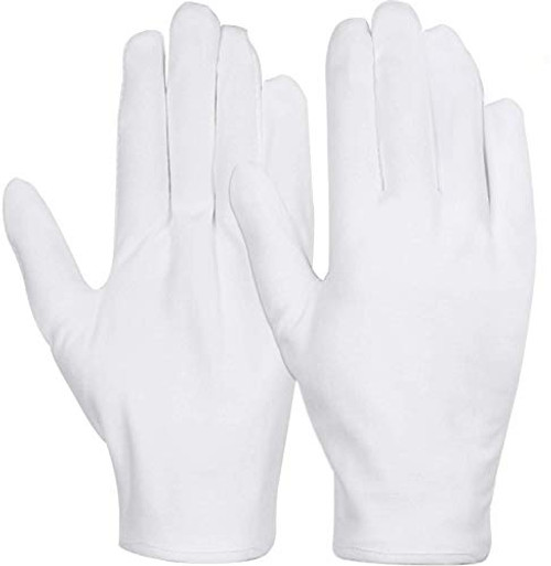 White Cotton Gloves Anezus 12 Pairs Cotton Gloves Large Cloth Gloves for Women Dry Hands Eczema Moisturizing Serving Archival Cleaning Coin Jewelry Silver Costume Inspection