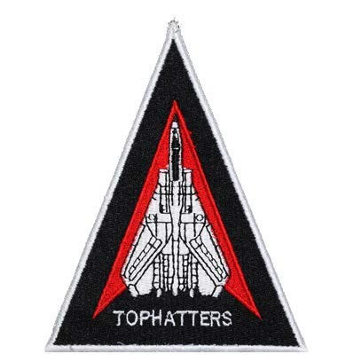 VF-14 TOPHATTERS Grumman F-14 Tomcat Triangle Military Patch Fabric Embroidered Badges Patch Tactical Stickers for Clothes with Hook  and  Loop
