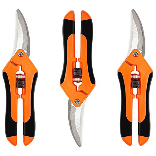 HyFo Green 3 Pack Garden Hand Prunner with Curved Stainless Steel BladesPrecision Blades Flower Leaf Trimmer Pruning Shear Garden ShearsClippers for the Garden