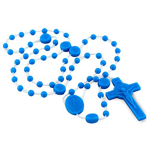 St. Benedict Blue Plastic Beads Rosary - 100 Pack