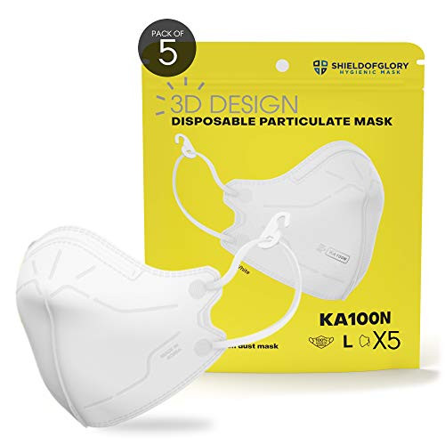SHIELDOFGLORY Disposable Face Masks 3D Mask Bracket Function breathable face mask -4 Layers Melt Blown Filter- - Comfortable Elastic Ear Loop with Ear Rings Pack of 5 PCS
