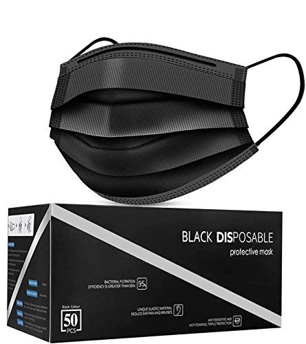 Disposable Face Masks Pack of 50 Black Face Masks