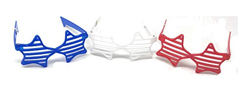 Fun Express RWB Star Shaped Shutter Shading Glasses -1 Dozen- - Bulk