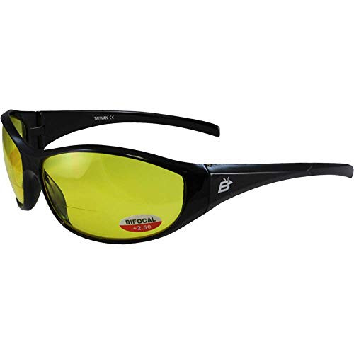 Sparrow Bifocal Safety Glasses By Birdz - Black Frames 2.5 Yellow Lenses