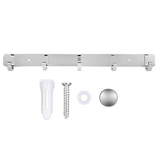 Wall Hook Aluminum Alloy Wall Mount Coat Hook Rack for Hanging Clothes Coat Hat Towels Hanger Home Bathroom Kitchen Household Hardware -5 Hooks-