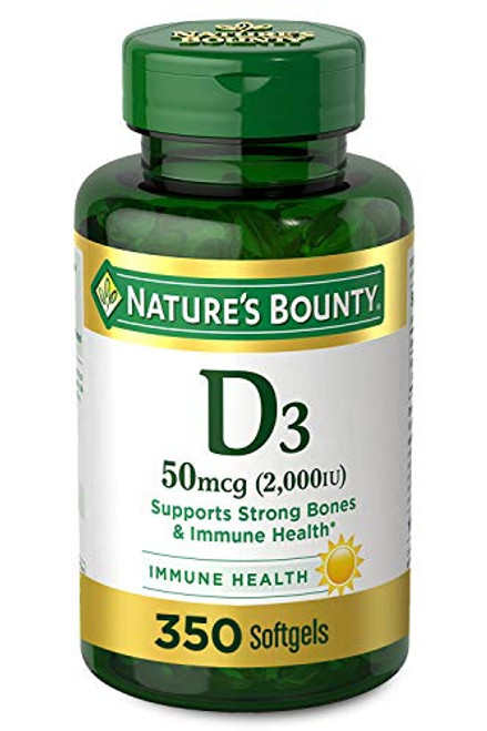 Vitamin D by Natures Bounty for Immune Support. Vitamin D Provides Immune Support and Promotes Healthy Bones. 2000IU 350 Softgels