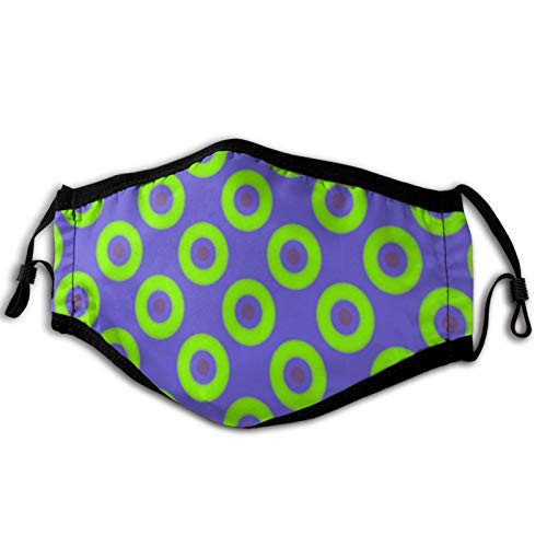 Print Green Phish Circles Face Mask Washable with Nose Wire Adjustable Bandanas for Men Women
