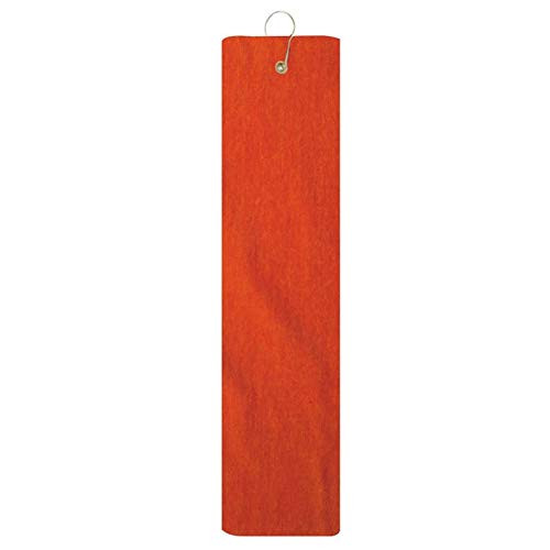 Orange 100 percent Cotton Golf Towel Tri-Fold with Grommet  and  Hook for Golf Bag