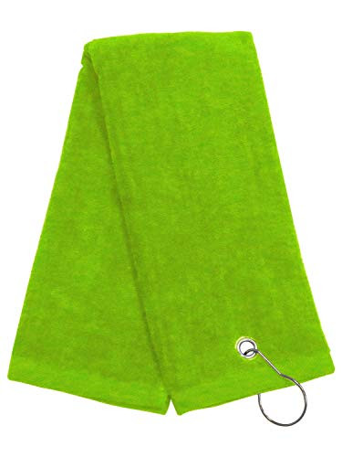 Lime Green 100 percent Cotton Golf Towel Tri-Fold with Grommet  and  Hook for Golf Bag