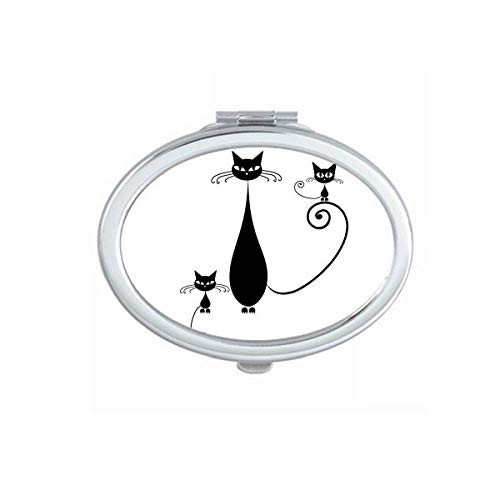 Black Cat Family Halloween Animal Outline Mirror Portable Fold Hand Makeup Double Side Glasses