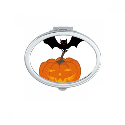 Bat Pumpkin Halloween Hallowmas Oval Mirror Portable Fold Hand Makeup Double Side Glasses