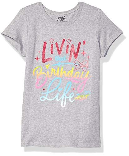 JoJo Siwa Girls Little Living Birthday Life Short Sleeve Tee Heather Grey SM-6/6x