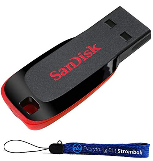 SanDisk 64GB Cruzer Blade USB 2.0 Flash Drive -SDCZ50-064G-B35- Jump Drive with Everything But Stromboli -TM- Lanyard