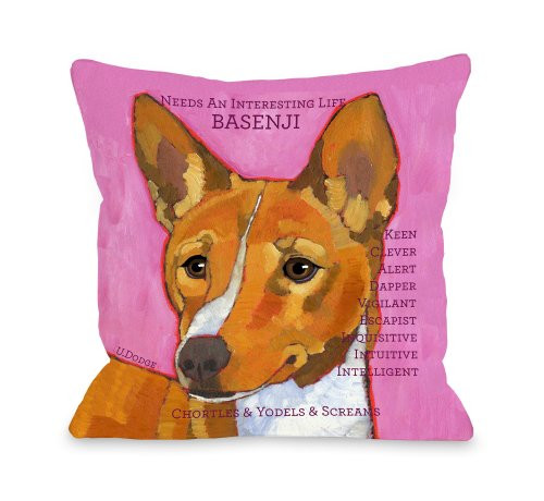 One Bella Casa Basenji 1 Pillow, 20 by 20-Inch