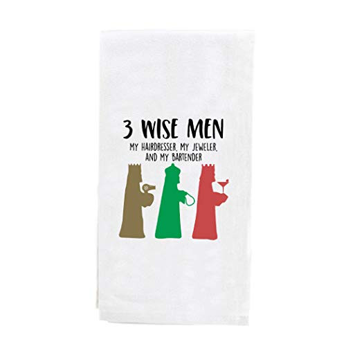 Enesco Our Name is Mud Holiday 3 Wise Men Hairdresser Jeweler Bartender Dish Cloth Tea Towel 20 Inch Multicolor