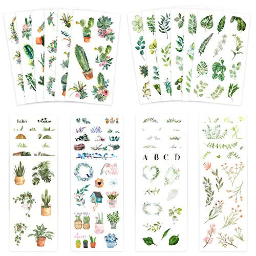 Knaid Watercolor Green Plant Stickers Set - Decorative Sticker for Scrapbooking Kid DIY Arts Crafts Album Bullet Journaling Junk Journal Planners Calendars and Notebook Knaid Watercolor Green Plant Stickers Set - Decorative Sticker for Scrapbooking Kid DIY Arts Crafts Album Bullet Journaling Junk Journal Planners Calendars and Notebook