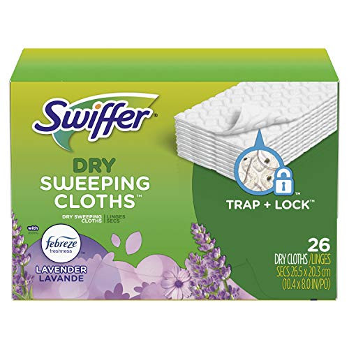 Swiffer Sweeper Dry Sweeping Pad Multi Surface Refills for Dusters Floor Mop with Febreze Lavender Scent 26 Count -Pack of 2-