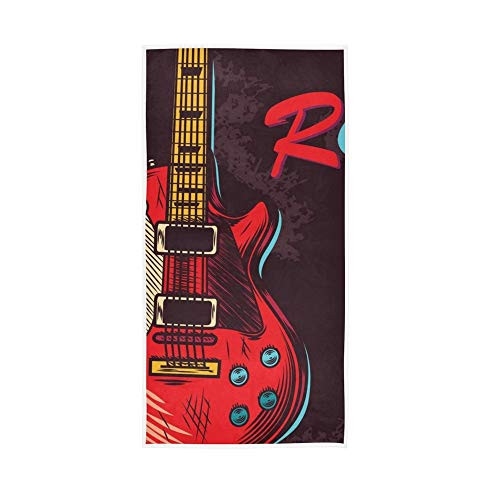 Auskid Hand Towel Rock Roll Guitar Cotton Towel for Bath Face Spa Gym Hotel