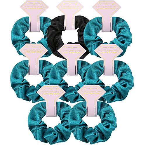 8pcs Satin Bridesmaid Proposal Gifts Hair Ties Hair Scrunchies Bachelorette Party Favors Satin Bridesmaid Gift for Wedding Parties -black  and  green-