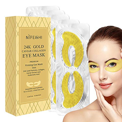 24K Gold Eye Treatment Masks - Under Eye Patches Dark Circles Under Eye Treatment Under Eye Bags Treatment Eye Mask for Puffy Eyes Anti-Wrinkle Undereye Dark Circles Gel Pads 10 Pairs 24K Gold Eye Treatment Masks - Under Eye Patches Dark Circles Under Eye Treatment Under Eye Bags Treatment Eye Mask for Puffy Eyes Anti-Wrinkle Undereye Dark Circles Gel Pads 10 Pairs