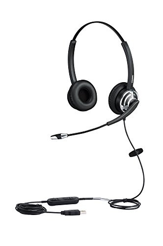 USB Headset for Call Center with Noise Cancelling Microphone For Phone Mac Skype Microsoft Lync With Voice Recognition Mic for Drangon With Volume Controller Mic Mute and Call Button