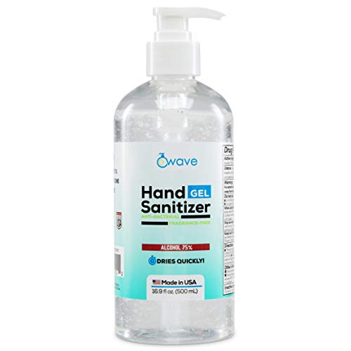 Wave Essentials Gel Hand Sanitizer - Advanced No-Rinse Gel - 75 percent Alcohol - Made in USA - 16 Fl Oz Bottle