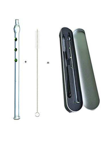 8 inch Honey Straw -Galss 8 inch -1-pack Plus1 brush-- Green
