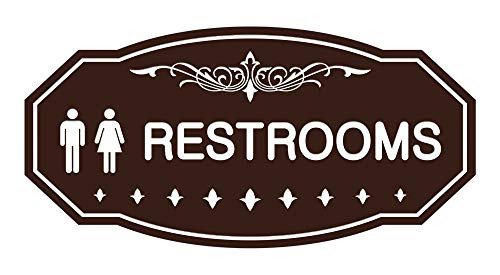 Signs ByLITA Victorian Unisex Restroom Sign -Dark Brown- - Medium
