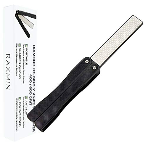 RAXMIN 5 inch Diamond Knife Sharpener 400/600 Grit Double Sided Diafold Pocket Sharpener