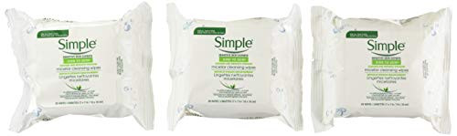 Simple Micellar Makeup Remover Wipes 25 Count -3 Pack-