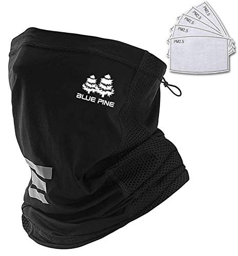 Neck Gaiter Bandanas Balaclava UV Protection Cooling Face Scarf Mask Reusable Breathable Face Cover for Men Women -Black-