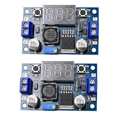 LM2596S DC-DC Buck Converter DIY 4-40V to 1.25-37V Step-Down Regulator Power Module Volt Stabilizer with LED Voltmeter Display 2PCS