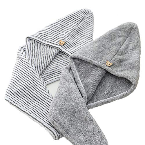 Hair Drying Cap Hair Towel Turban Wrap Hair Dry Hat Shower Head Turban Wrap Absorbent Quick Dry Hair Towels Bath Hat Towel Cap-2PCS/Set-