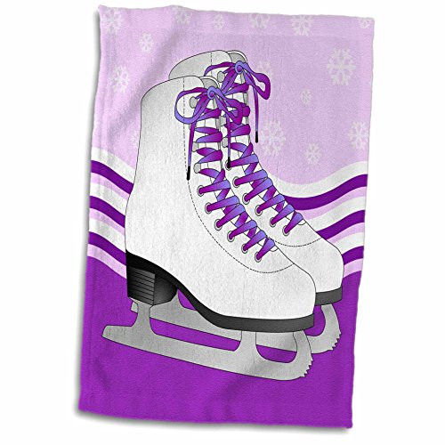 3D Rose Pair of Purple Ice Skates On Snowflake Background Hand/Sports Towel 15 x 22 3D Rose Pair of Purple Ice Skates On Snowflake Background Hand/Sports Towel 15 x 22
