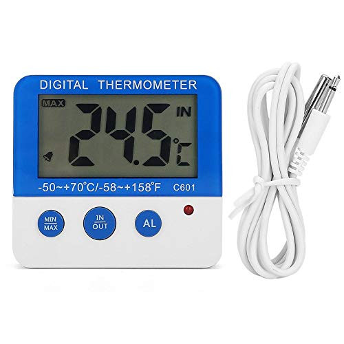 Zerodis Indoor Outdoor Thermometer Mini Alarm Thermometer with Sensing Cable Large LCD Display Livestock Farm Electronic Temperature Meter